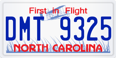 NC license plate DMT9325