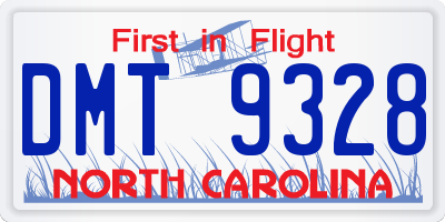 NC license plate DMT9328