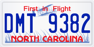 NC license plate DMT9382