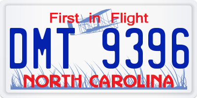 NC license plate DMT9396