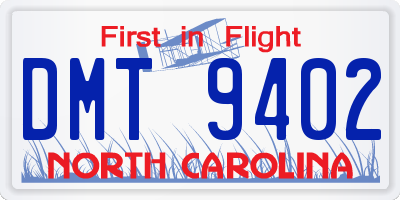 NC license plate DMT9402