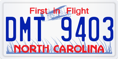NC license plate DMT9403