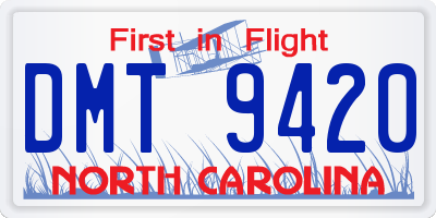 NC license plate DMT9420