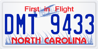 NC license plate DMT9433
