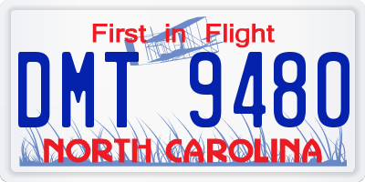 NC license plate DMT9480