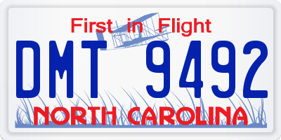 NC license plate DMT9492