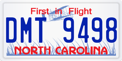 NC license plate DMT9498