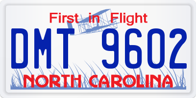 NC license plate DMT9602