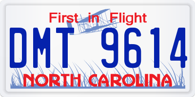 NC license plate DMT9614