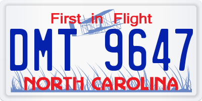 NC license plate DMT9647