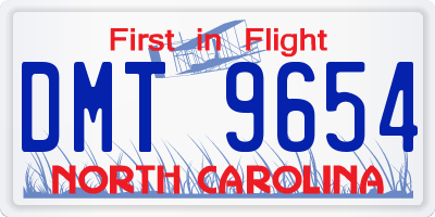 NC license plate DMT9654