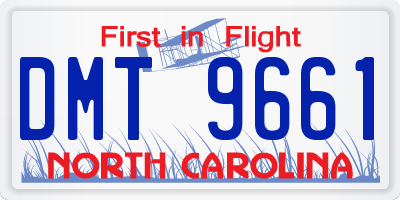 NC license plate DMT9661