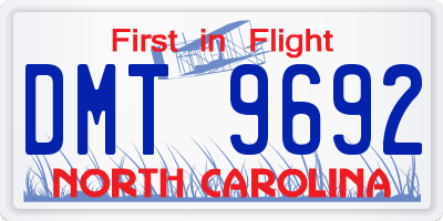 NC license plate DMT9692