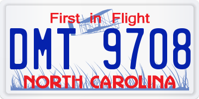 NC license plate DMT9708