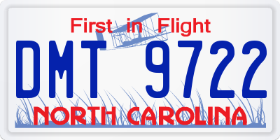 NC license plate DMT9722