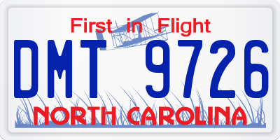 NC license plate DMT9726