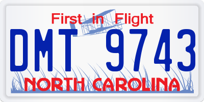 NC license plate DMT9743