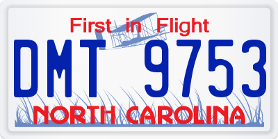 NC license plate DMT9753