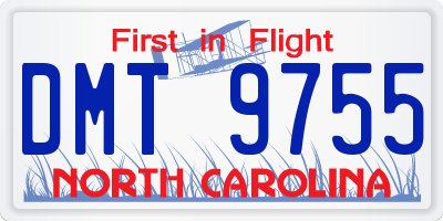 NC license plate DMT9755