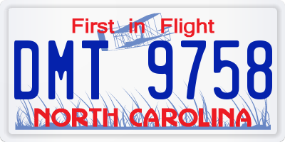 NC license plate DMT9758