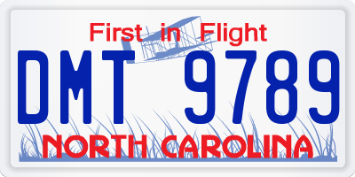 NC license plate DMT9789