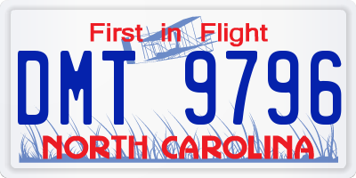 NC license plate DMT9796