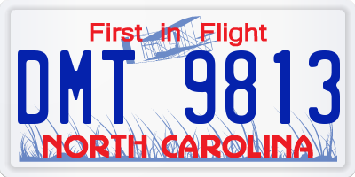 NC license plate DMT9813