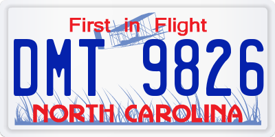 NC license plate DMT9826