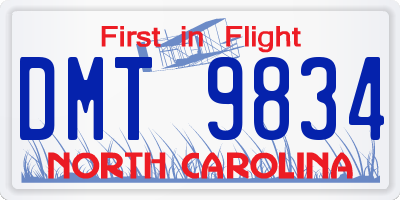 NC license plate DMT9834