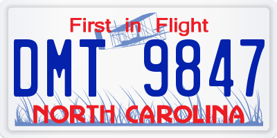 NC license plate DMT9847