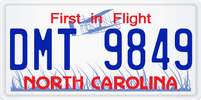 NC license plate DMT9849