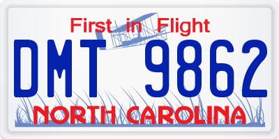NC license plate DMT9862