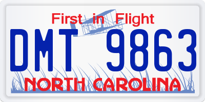 NC license plate DMT9863