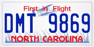 NC license plate DMT9869