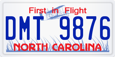 NC license plate DMT9876
