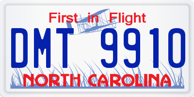 NC license plate DMT9910