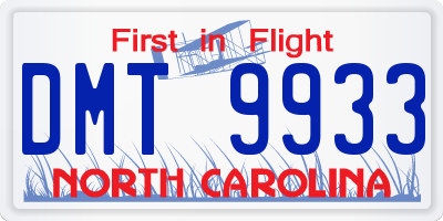 NC license plate DMT9933