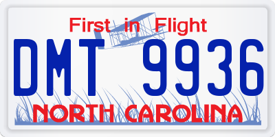 NC license plate DMT9936