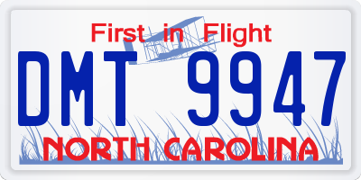 NC license plate DMT9947