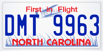 NC license plate DMT9963