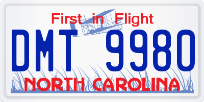 NC license plate DMT9980