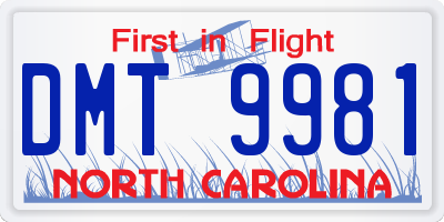 NC license plate DMT9981