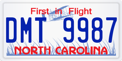 NC license plate DMT9987