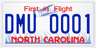 NC license plate DMU0001