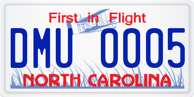 NC license plate DMU0005
