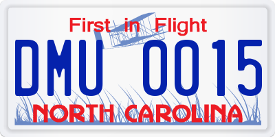 NC license plate DMU0015