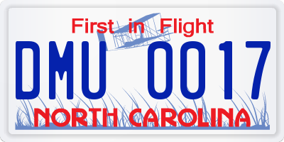 NC license plate DMU0017