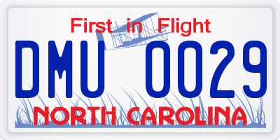 NC license plate DMU0029