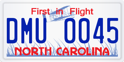 NC license plate DMU0045