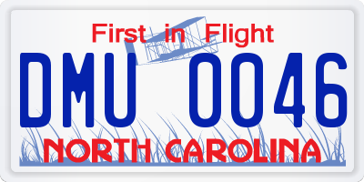 NC license plate DMU0046
